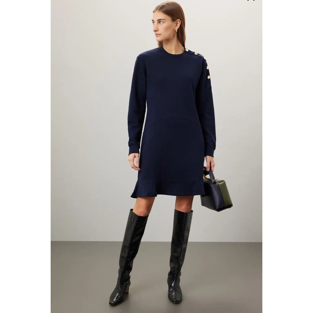 Derek Lam 10 Crosby Camden Dress Sz S Blue Dropped Shoulder Sweatshirt NWOT $295